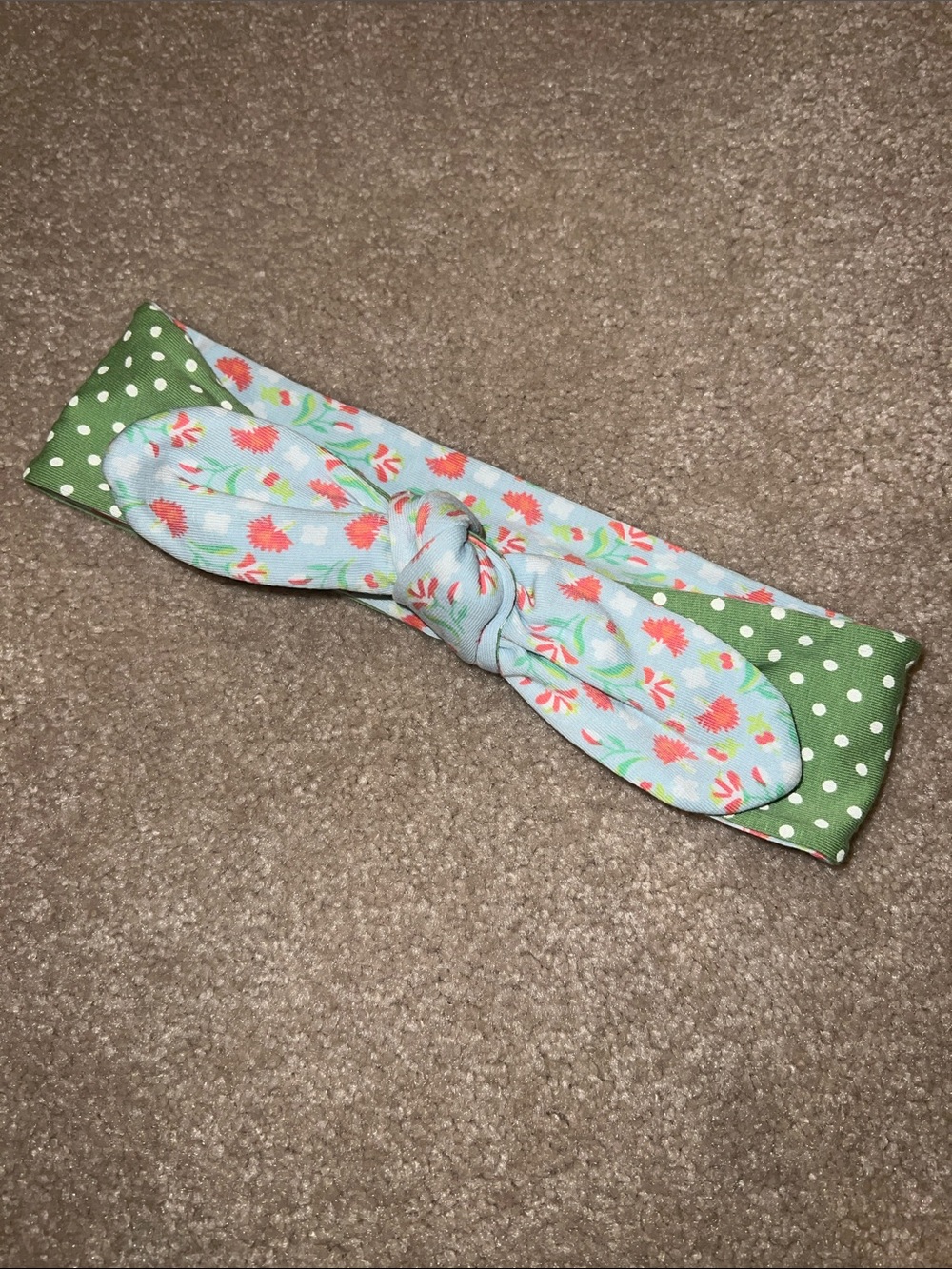 Kids Matilda Jane  Floral & Polka Dot Knot Headband - Green and Light Blue